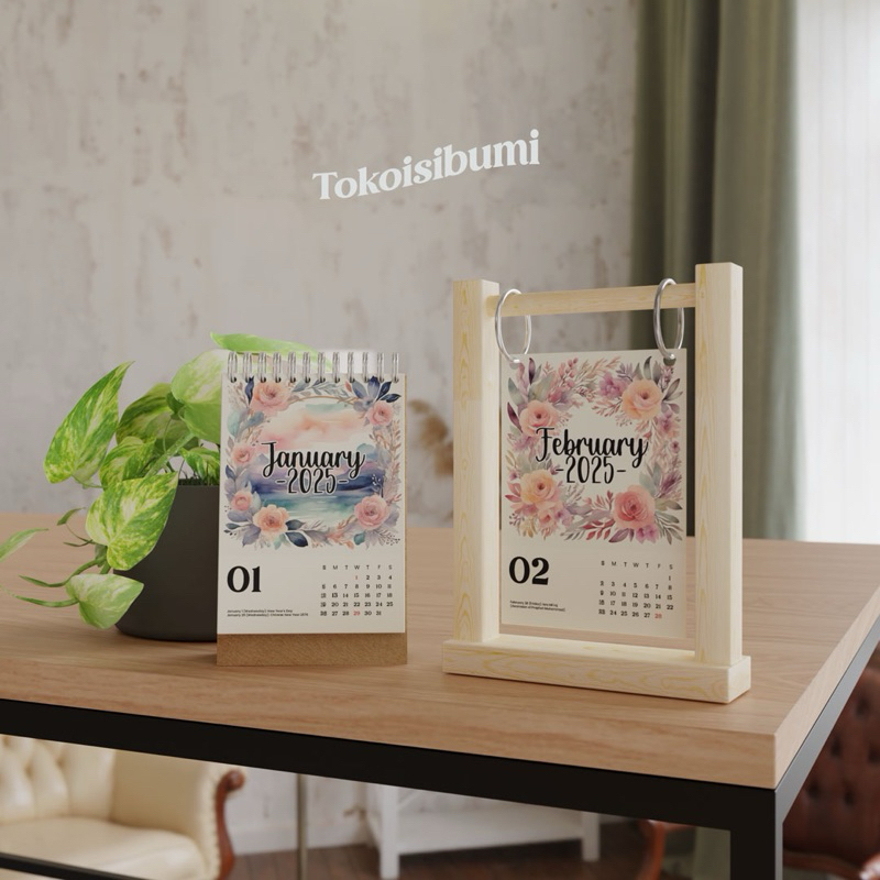 

Kalender Meja Kalender Hanging Kayu A6 2025 - Boho Flower
