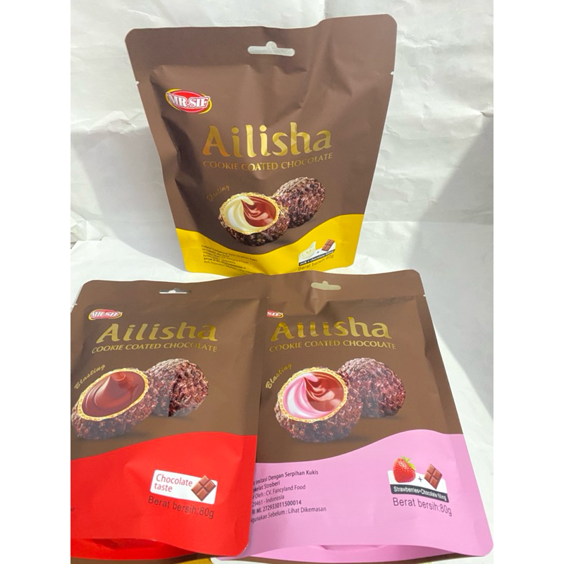 

[Eceran]Ailisha Chocolate Cokelat Coklat Ailisha Mr.SIF Ailisha Golden Cookie Coated Strawberry Milk Chocolate