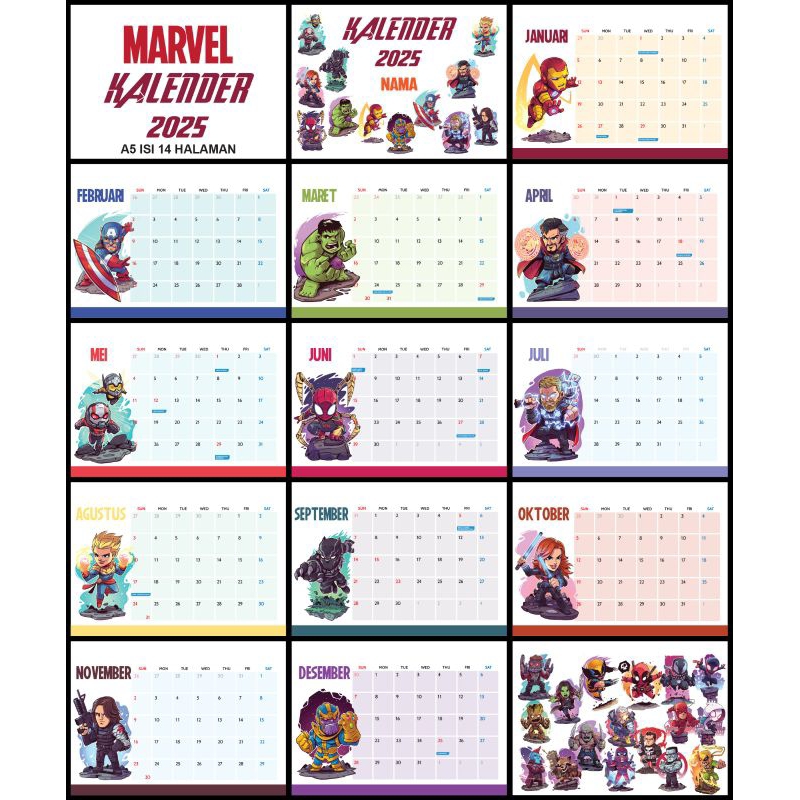 

Kalender Meja Labubu dan marvel 2025