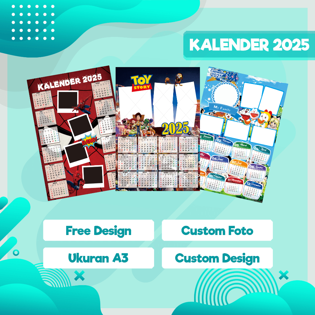 

Kalender Dinding A3 2025, Custom foto custom tulisan dan custom design