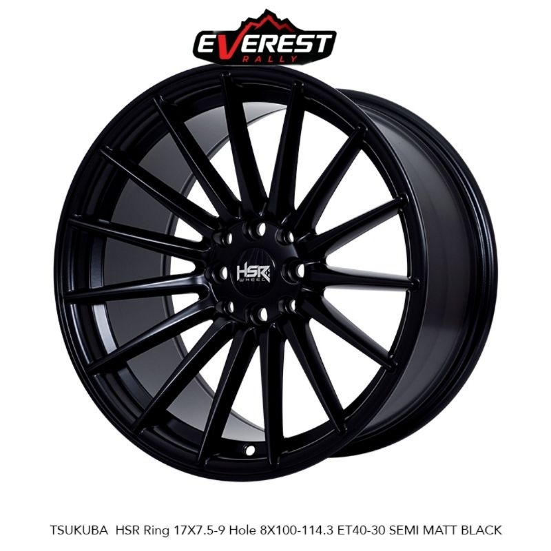 Velg baru Tsukuba HSR Ring 17 Lebar 75/9 Hole 8 PCD 4x100 4x114.3 et42/35 Black Folish Velg R17