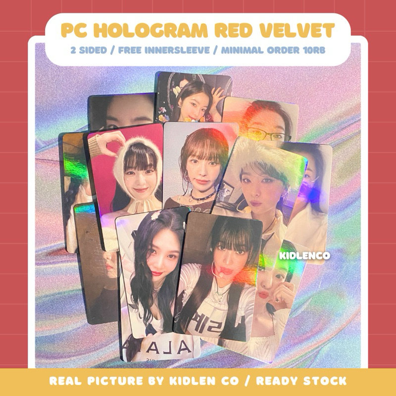 random red velvet photocard holo 2 sisi ♡ selca rv reveluv pc hologram unofficial premium ♡ koleksi 