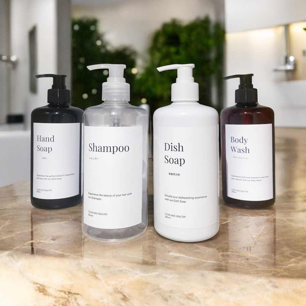 Botol Sabun Cair 500ml Pump Aesthetic Minimalis, Botol Refill Wadah isi ulang 500 ml, Temat sabun ca