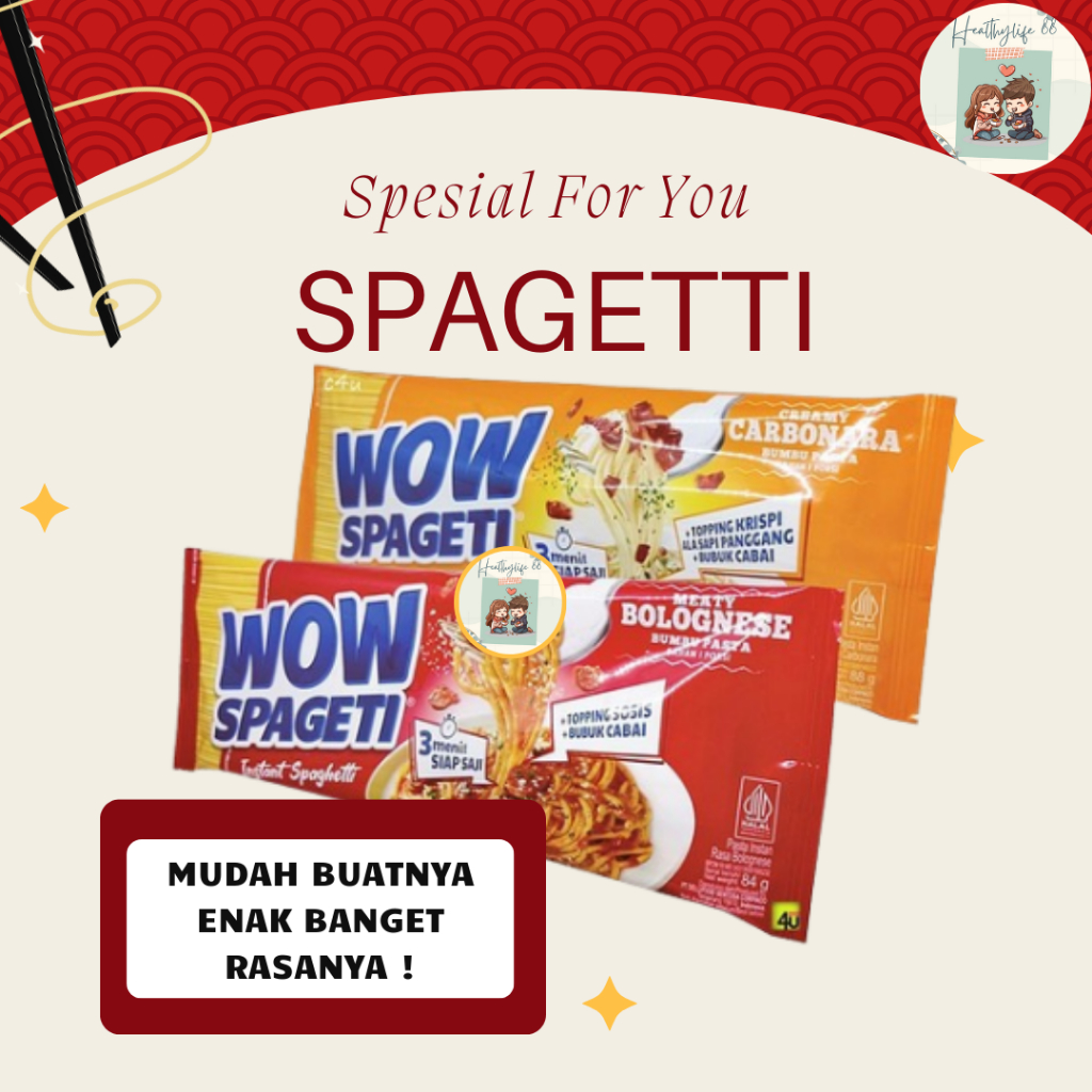 

WOW Spaghetti instan rasa carbonara dan bolognese mie/mi spageti makanan cepat saji viral murah dan berkualitas by healthylife88