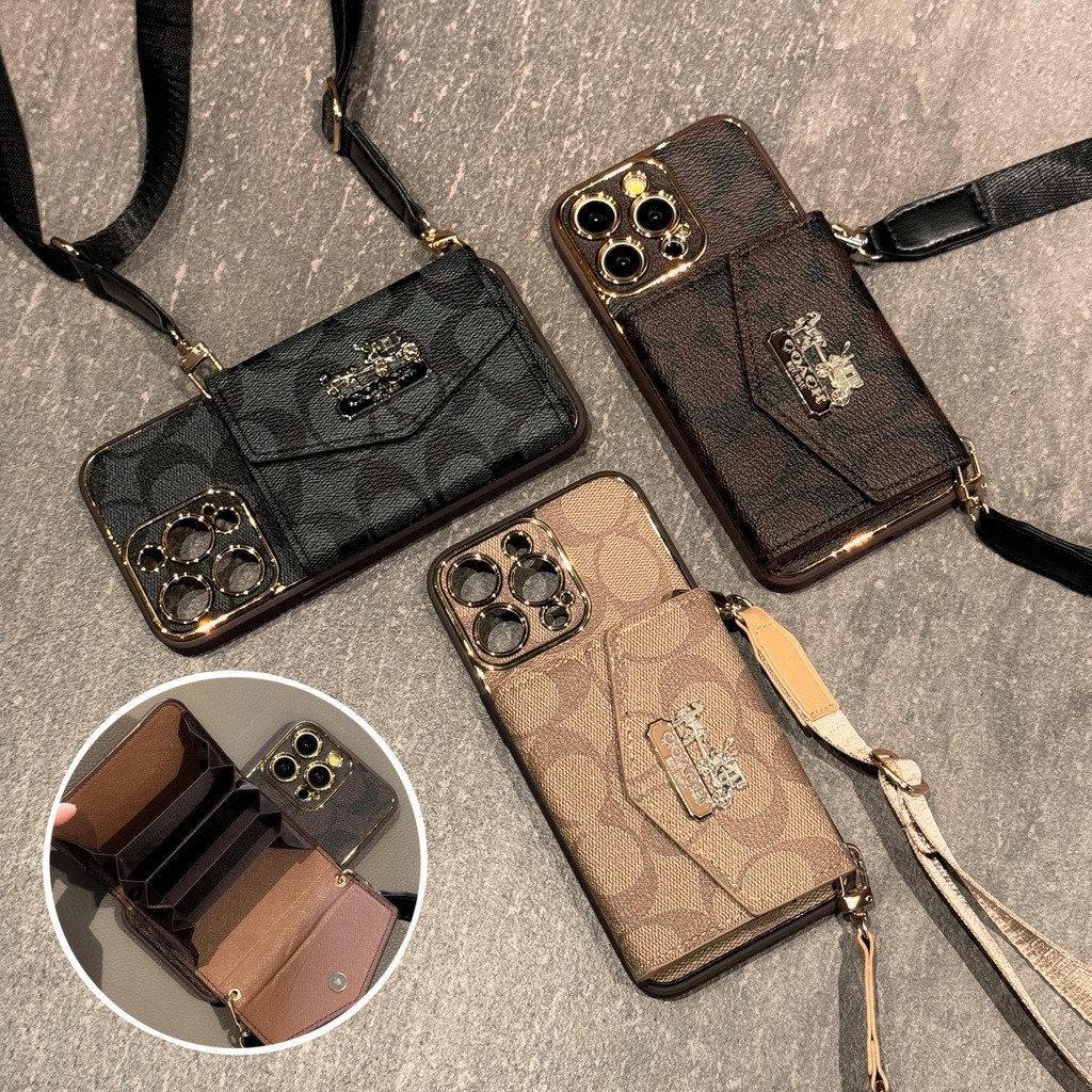 case coach card holder wallet sling lanyard tali iphone 17 11 12 12 pro max 15 15 pro max 16 16 pro 