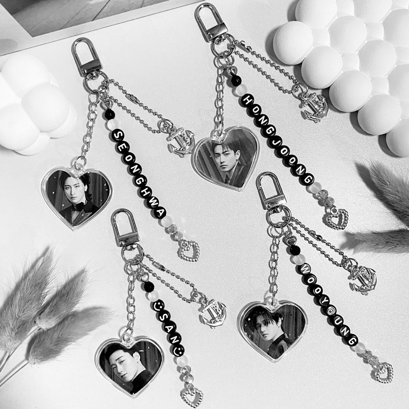 [Bisa Custom] Phonestrap/Keychain ATEEZ BW Ver|Keychain ATEEZ|Keychain ATEEZ Fanmade|Keyring ATEEZ|K