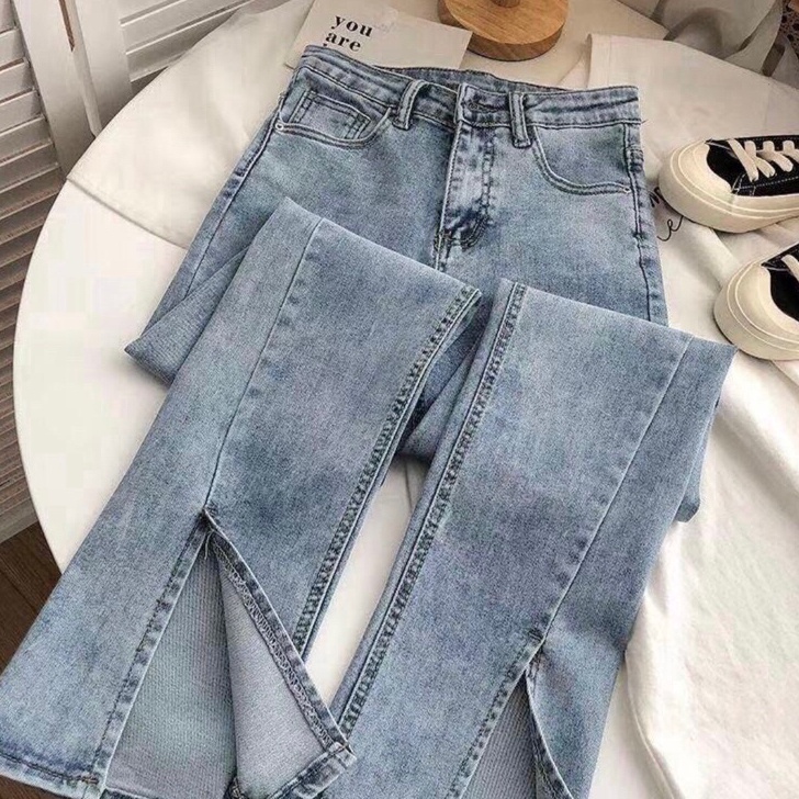 Hot Beevalue Celana Jeans Panjang Wanita Hhwaist BootCut  CutBray Stretch Ngaret Motif Belah Depan B