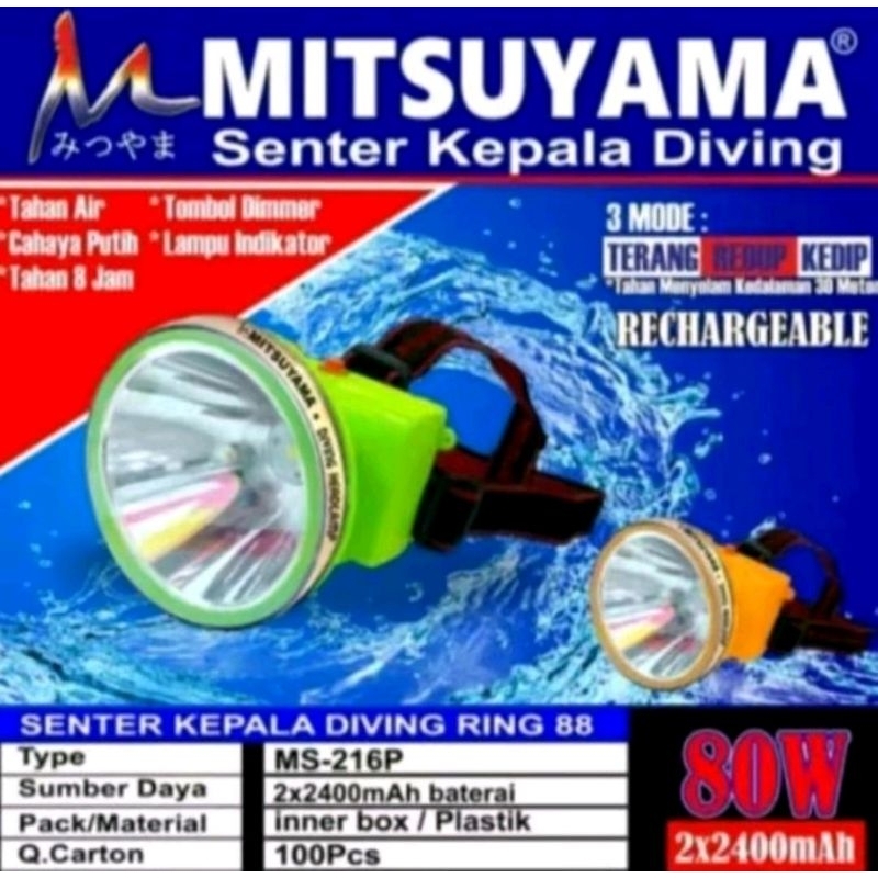 MITSUYAMA DIVING HEADLAMP / SENTER KEPALA SELAM MITSUYAMA MS216 80WATT