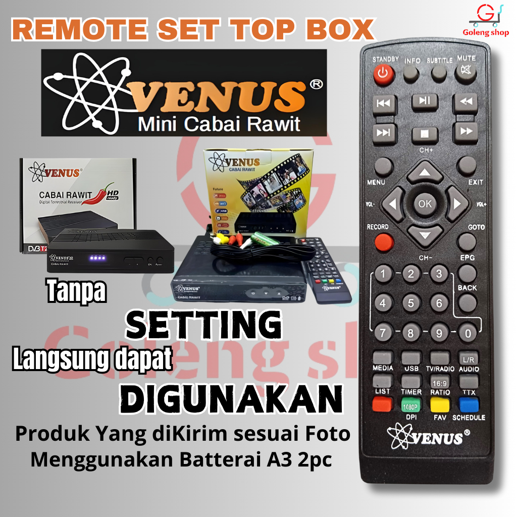 Remot Remote STB Dvb-T2 VENUS Cabe Rawit DVB T2 SET TOP BOX VENUS