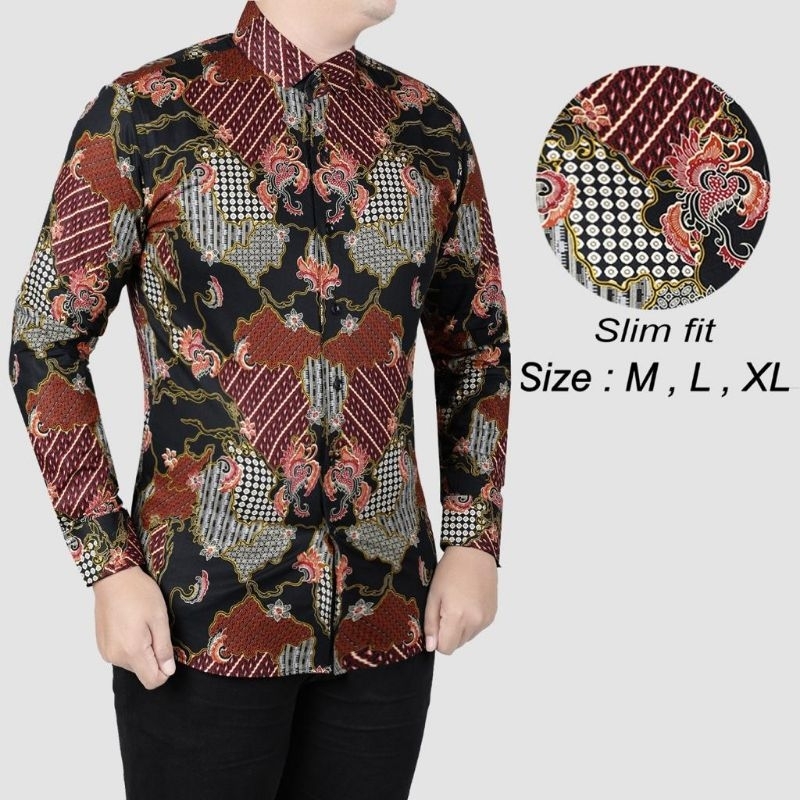 Baju Batik Solo New Trendy - Baju Batik Pria - Baju Kemeja Batik Slim Fit Pria - Baju Atasan Pria - 