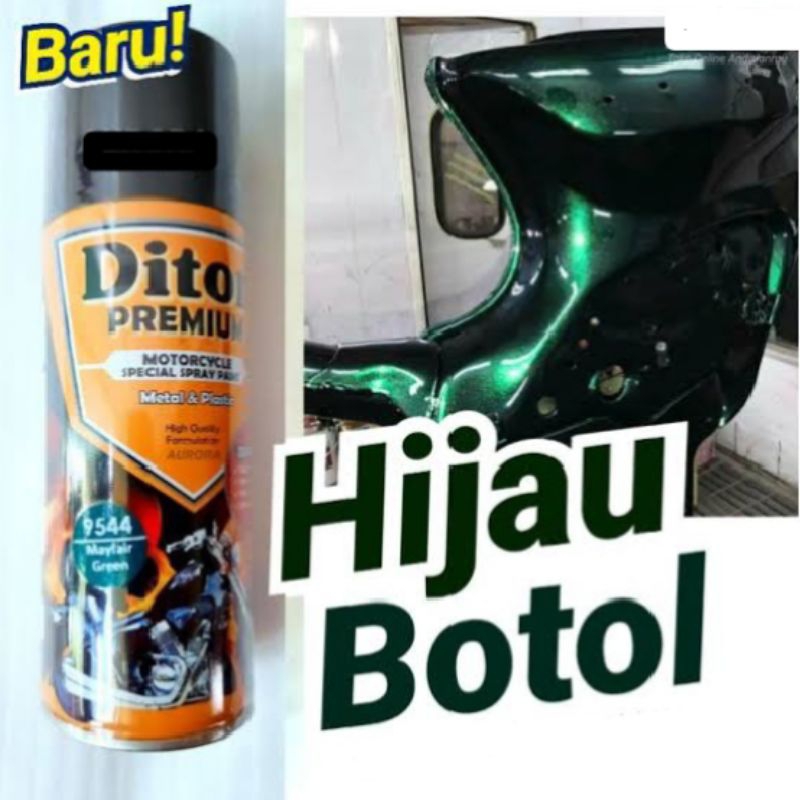 Pilok Hijau Botol Kilap Metalik Glos 9544 MyFair Green Diton Premium Cat Semprot Sepeda Motor Mobil 