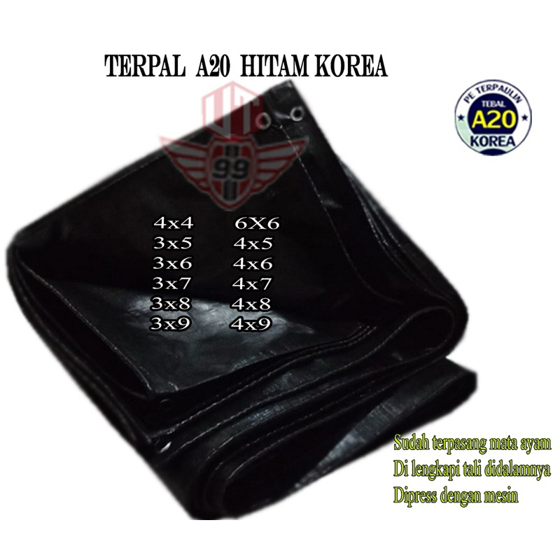 Terpal A20 hitam korea 4x6 4x7