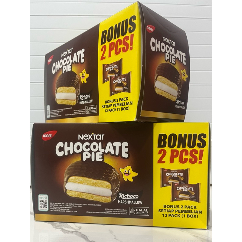 

NEXTAR CHOCOLATE PIE ISI 12 PACK BONUS 2 PCS @28gr