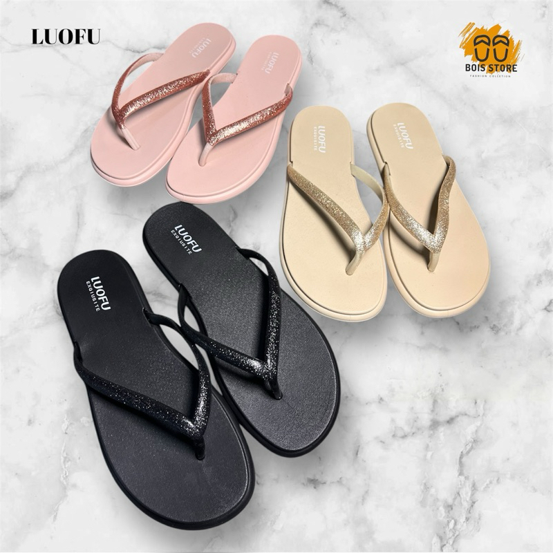 LUOFU F-2315 Sandal Jepit Jelly Gliter Wanita Import