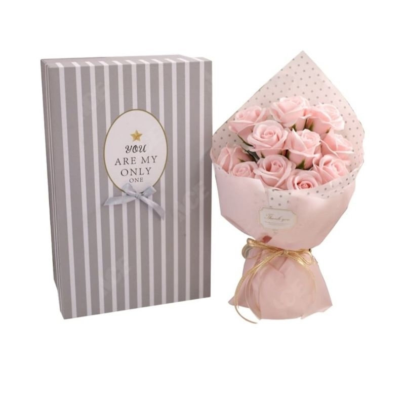 Para Ella Buket Bunga palsu free box buket ultah buket valentine Mawar Merah Muda