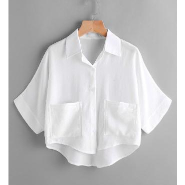 OVERSIZE Lowly Blouse Baju Atasan Blouse Kemeja Putih Oversize Wanita Putih Jumbo Lengan Pendek LD12