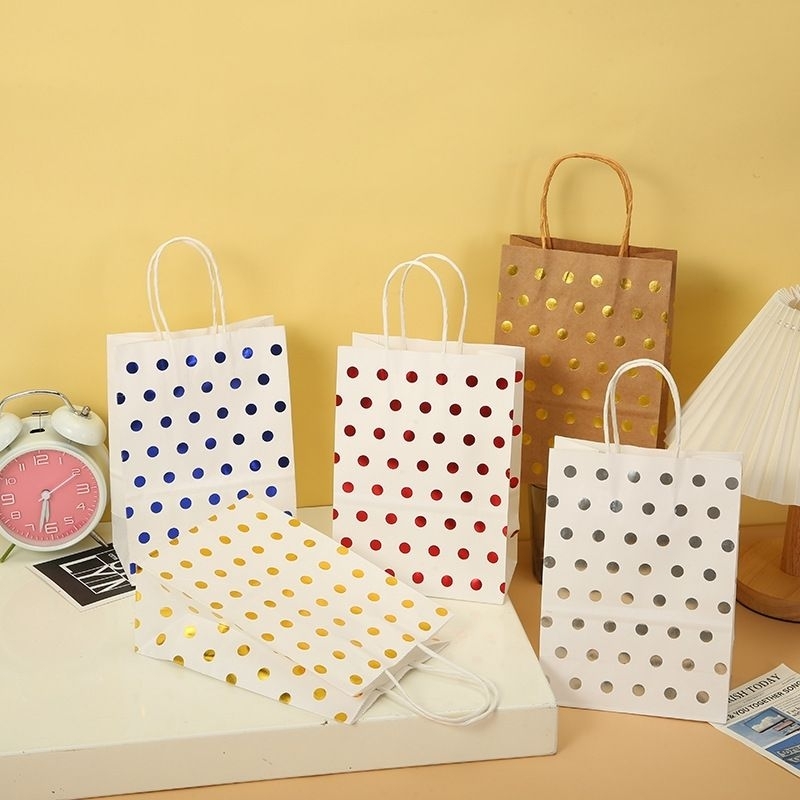 

DARIKHOSHOP⭐️PAPER BAG GOODIE BAG MOTIF POLKADOT PAPER BAG KRAFT TAS KADO ULANG TAHUN