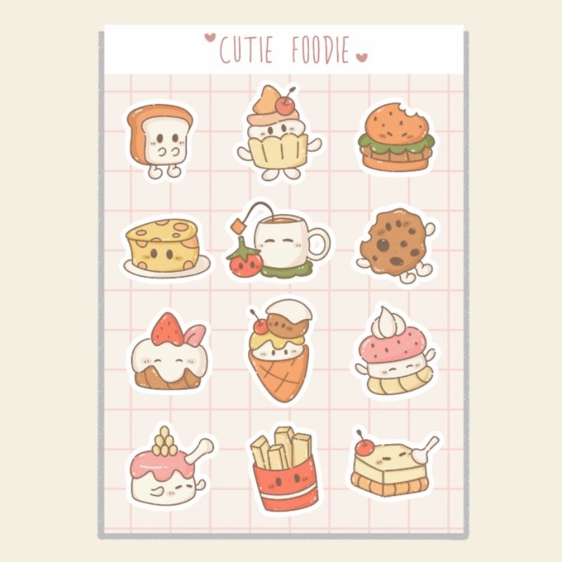 

Stiker Kue, Cute Sticker Sheet, Vinyl+Laminasi Doff, Tahan air dan alkohol, Sudah ada cutting, Uk. A6