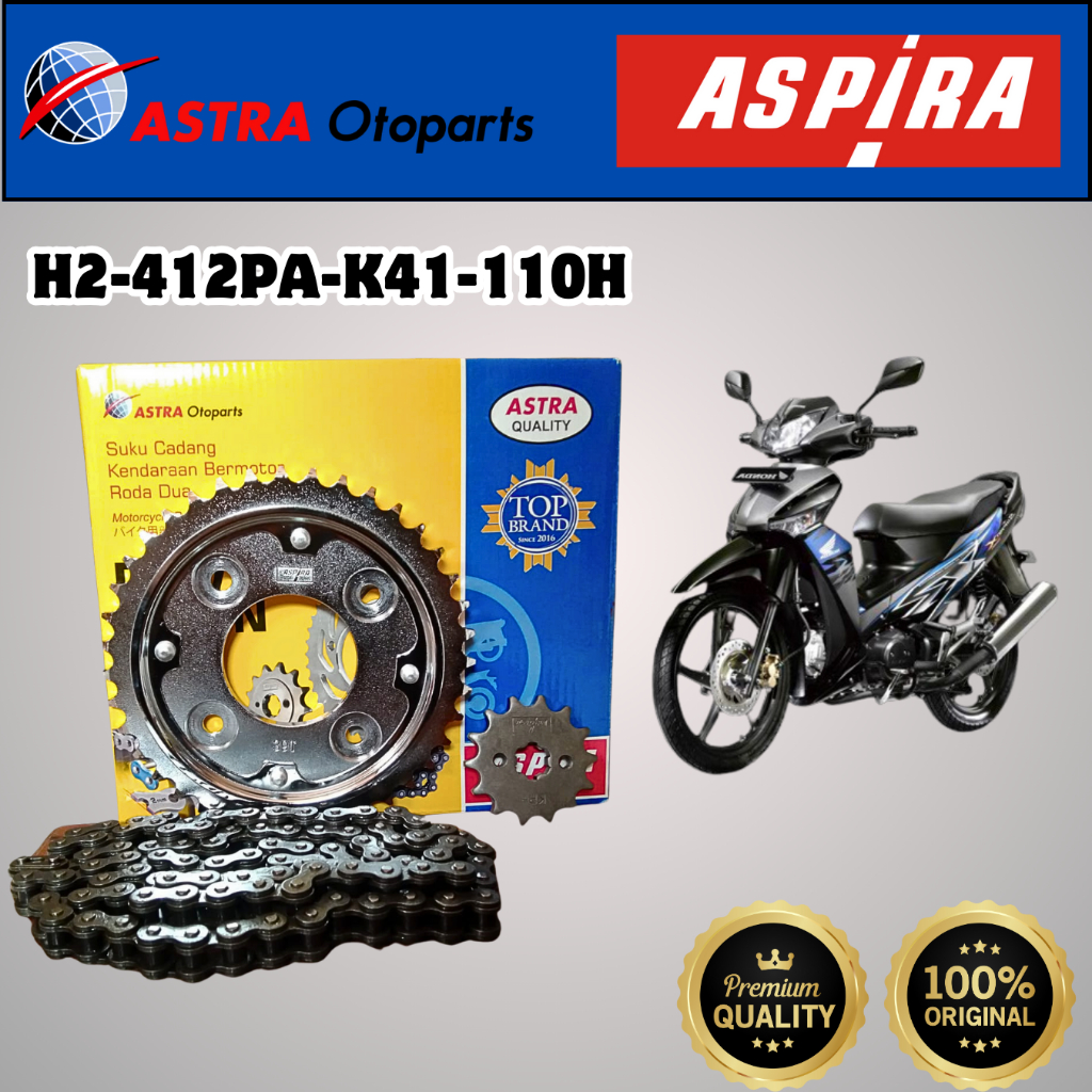 GIR SET ASPIRA K41 MOTOR SUPRA X 125 FI , SUPRA FIT NEW  REVO 1 SET GEAR DEPAN BELAKANG + RANTAI
