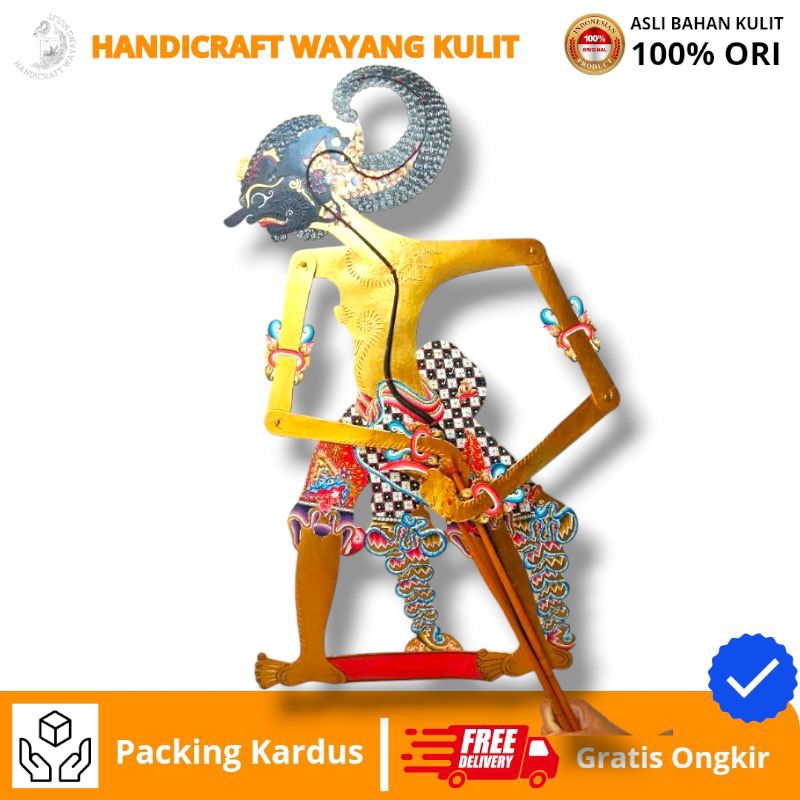 HANDICRAFT WAYANG KULIT | Wayang Kulit Asli Werkudara/Bima Alusan Ukuran 70cm Standar Dalang