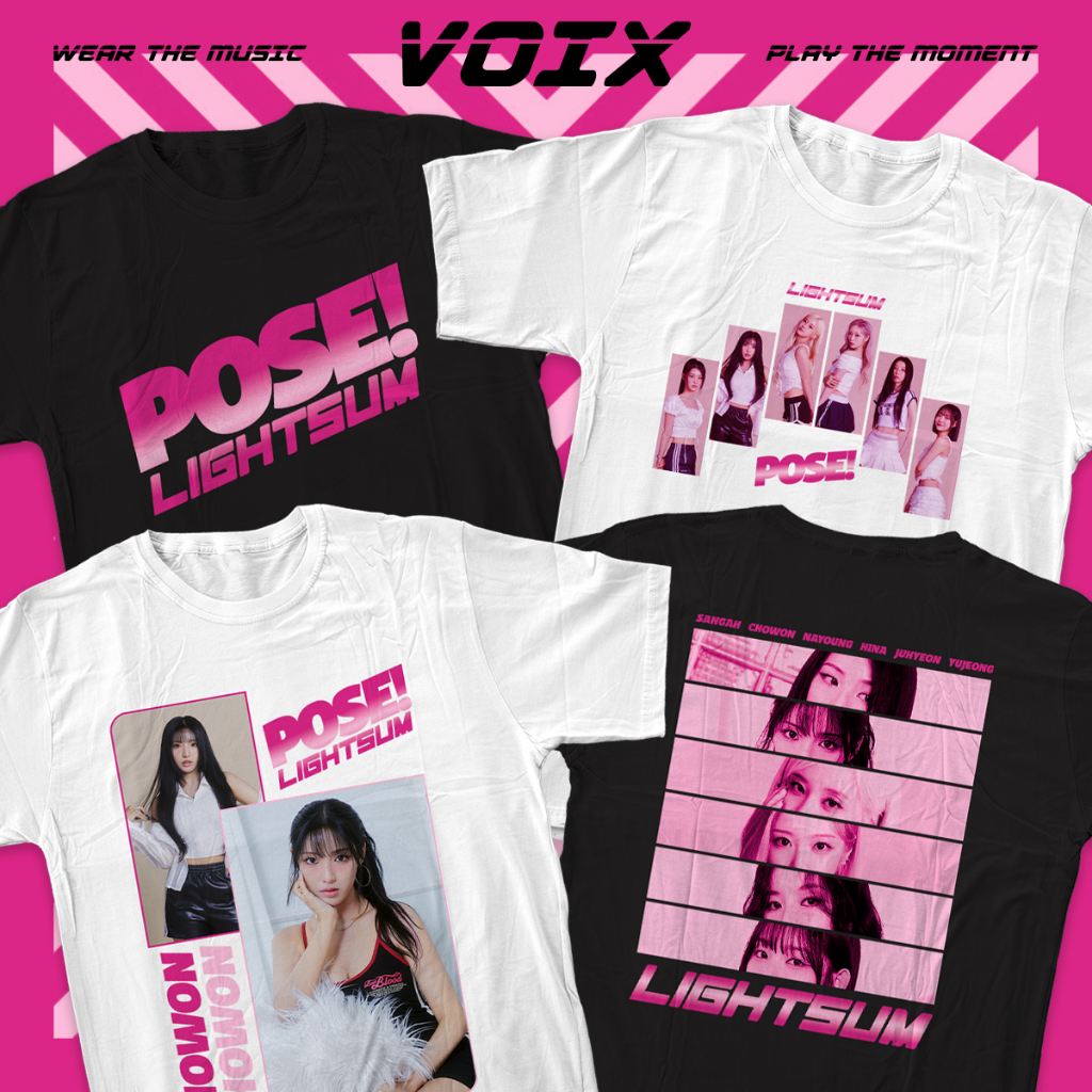 Kaos Kpop LIGHTSUM "POSE" Tee - Sangah, Chowon, Nayoung, Hina, Juhyeon, Yujeong