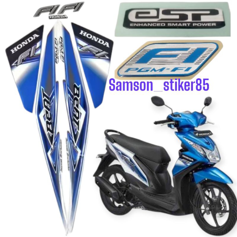 stiker striping motor honda beat fi 2013 beat esp putih biru lis bodi standar berkualitas termurah