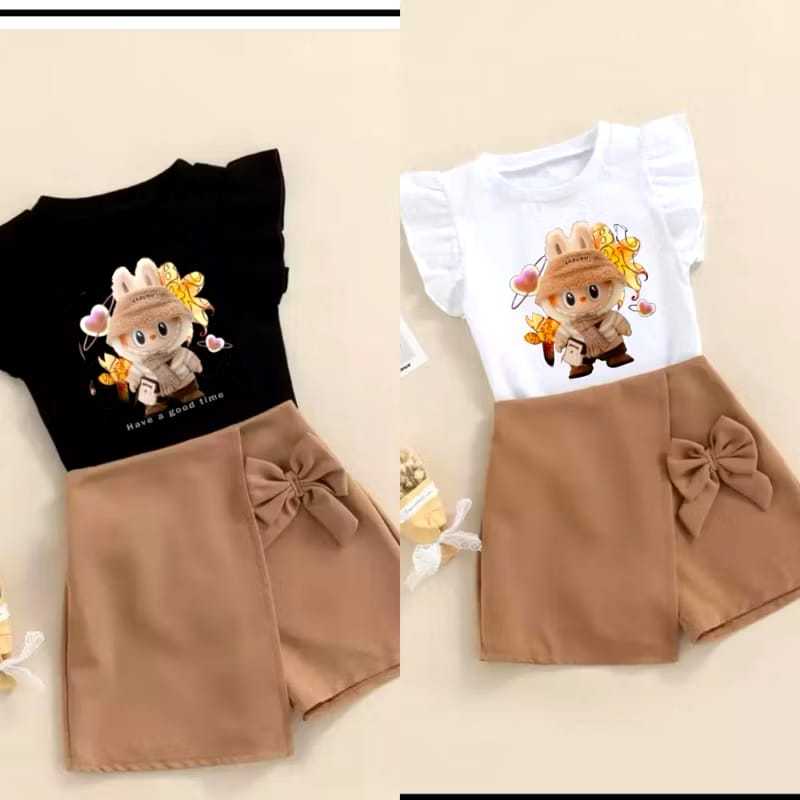 setelan rok anak perempuan 1-5 tahun yang lagi viral labubu viral.