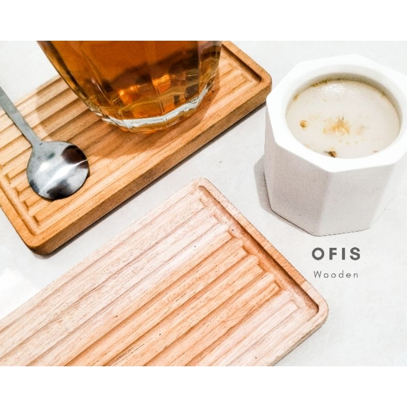 Tatakan gelas kayu persegi panjang