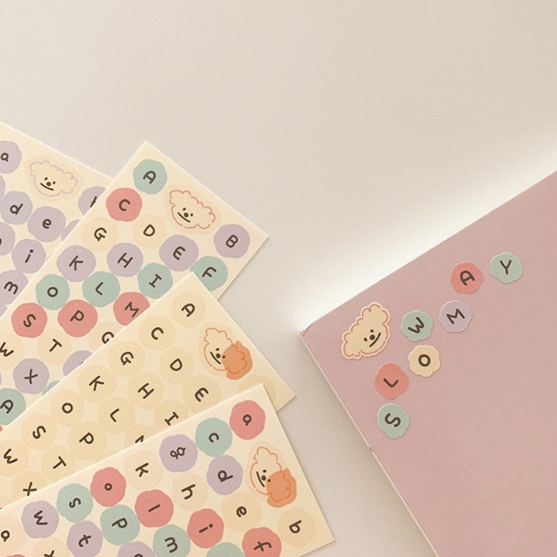 

COD✨1Pc Stiker Alpabet Huruf Angka Kartun Lucu Beruang Stiker Untuk Dekor Buku Jurnal-Yinmer