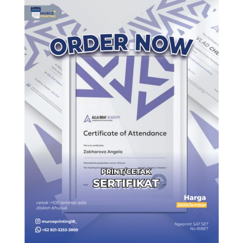 

Cetak Sertifikat / Piagam A4 Custom Murah Berkualitas