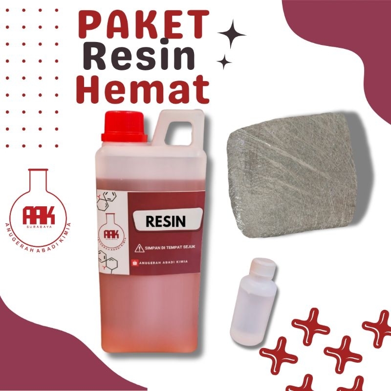 Paket Resin Hemat / Polyester Resin / Fiber Matt / Tambal Talang Perahu