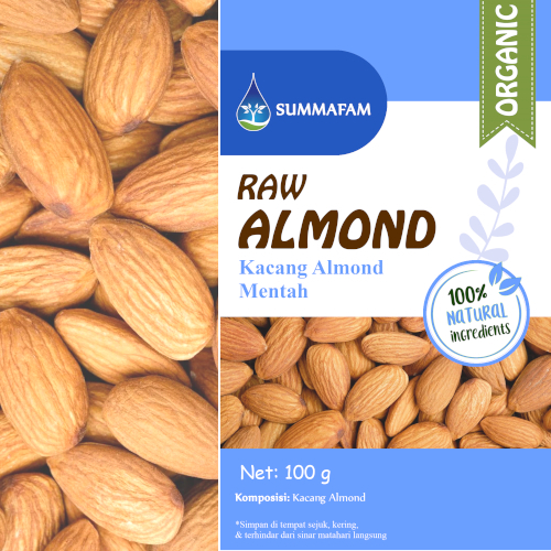 

summafam kacang almond mentah premium - raw almond organik