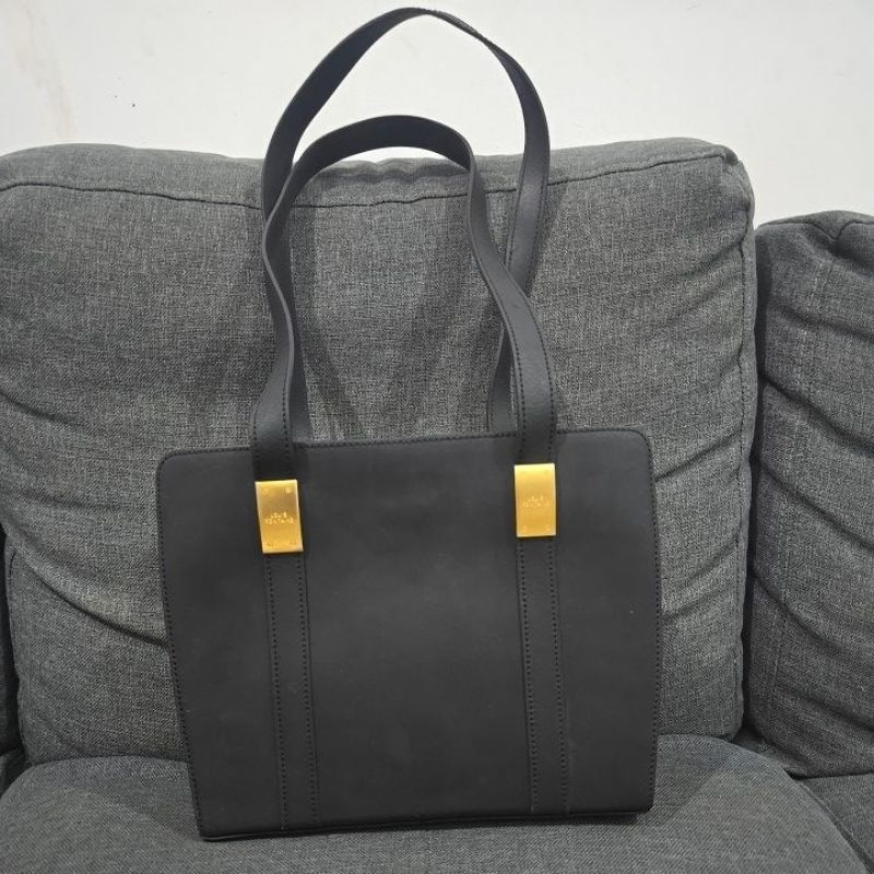 Prelovedbytwins-tas preloved LOUIS FONTAINE Hitam kulit asli tebal