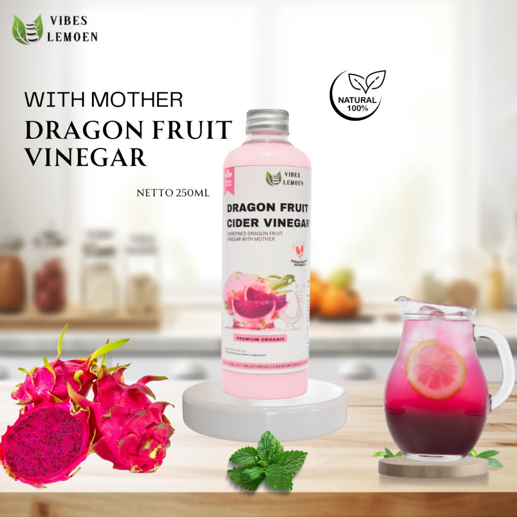 

CUKA BUAH NAGA MURNI ORGANIK | DRAGON FRUIT VINEGAR WITH MOTHER 250ML | OBAT