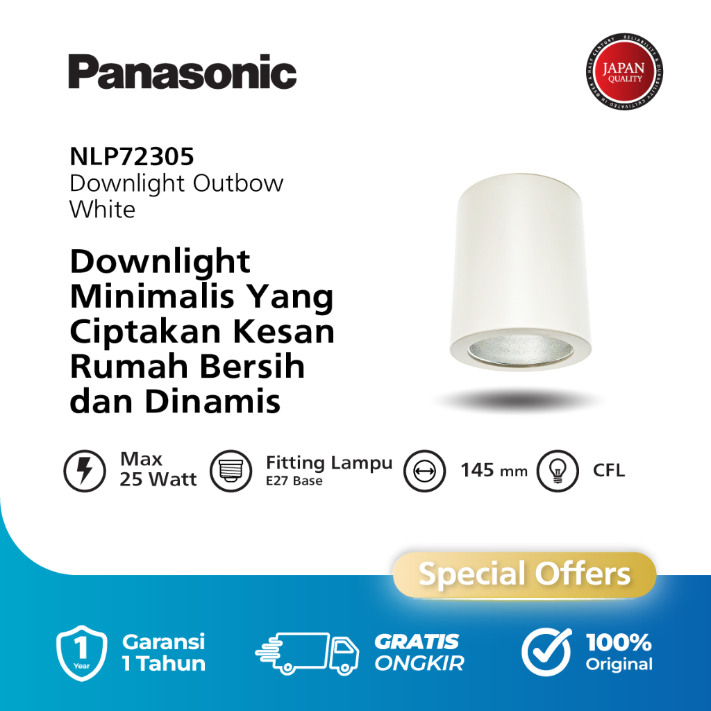 Panasonic Lampu Downlight Outbow Putih Silver Frosted
