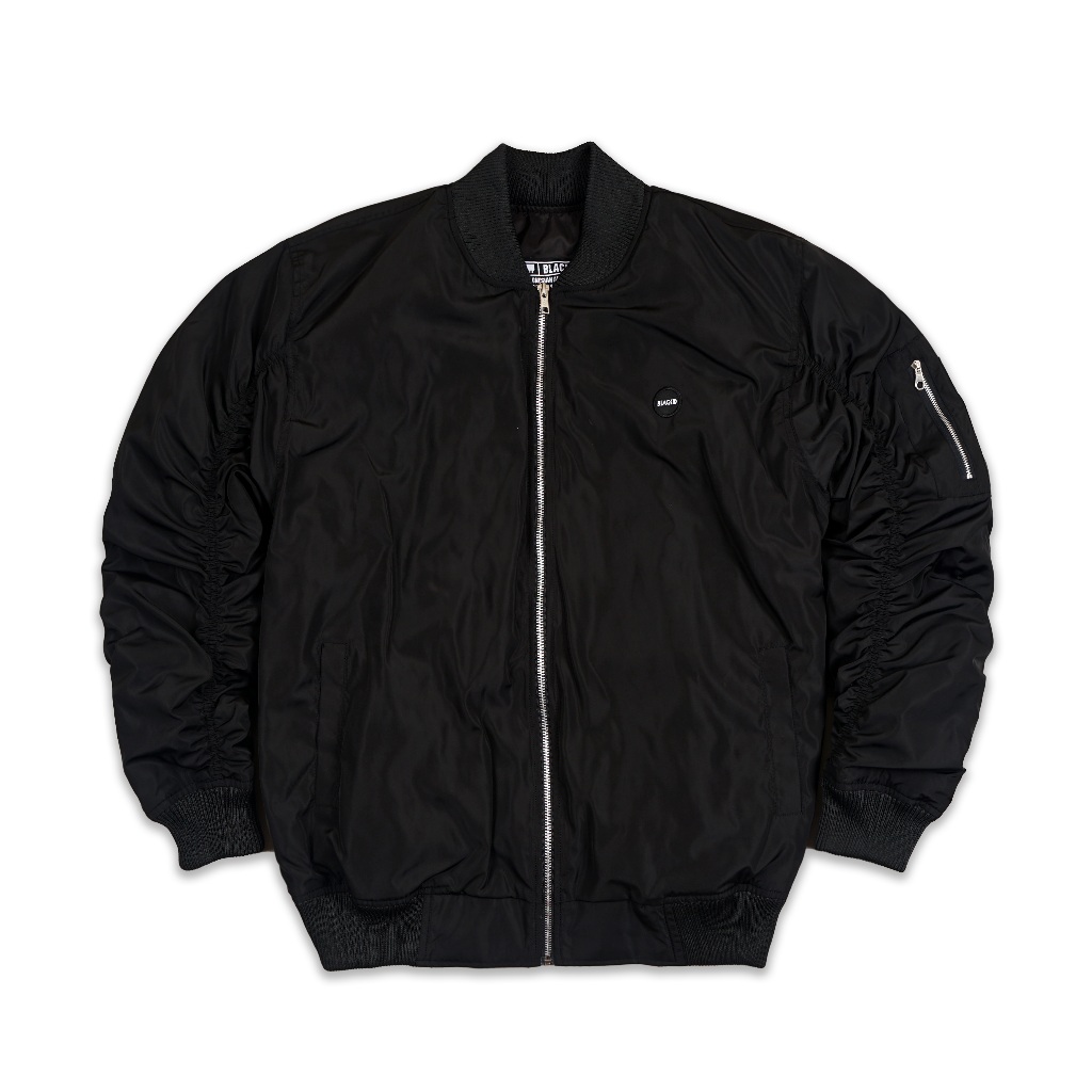 Black ID - Jaket Bomber Pria Lengan Panjang Full Black | JKT Foku