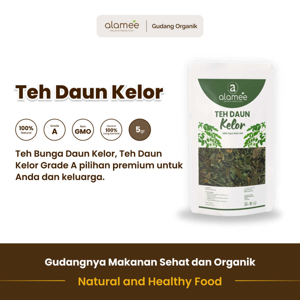 

alamee teh bunga daun kelor 5 gram dengan nutrisi tinggi dan aroma lembut menyegarkan pikiran