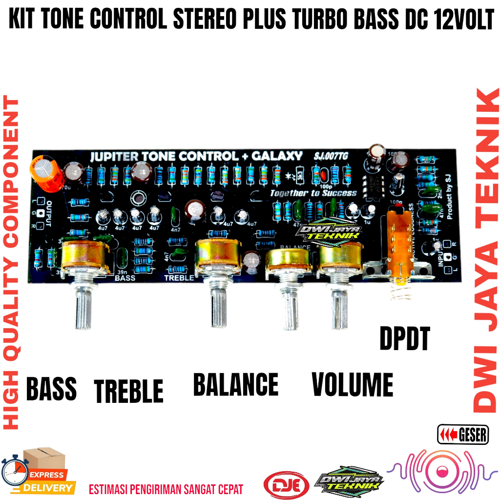 KIT TONE CONTROL STEREO PLUS TURBO BASS DC 12V