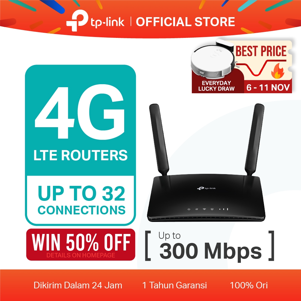 TP-Link TL-MR6400 4G Modem WiFi Router 300Mbps LTE All Operator SIM Card 3G orbit telkomsel Wireless