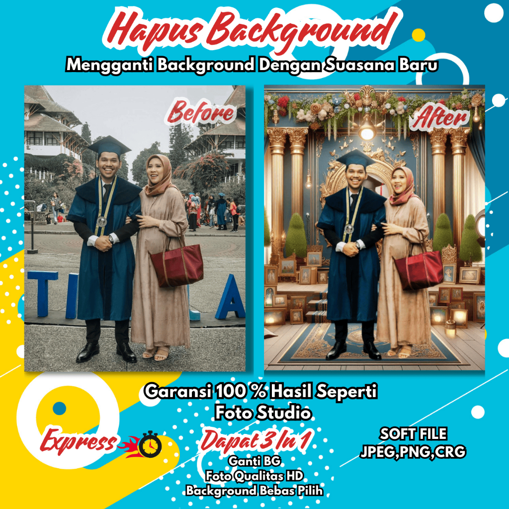 Jasa Edit Hapus Background Wisuda | Ganti Latar Belakang Foto Keren Seperti Foto Studio | Edit Foto 