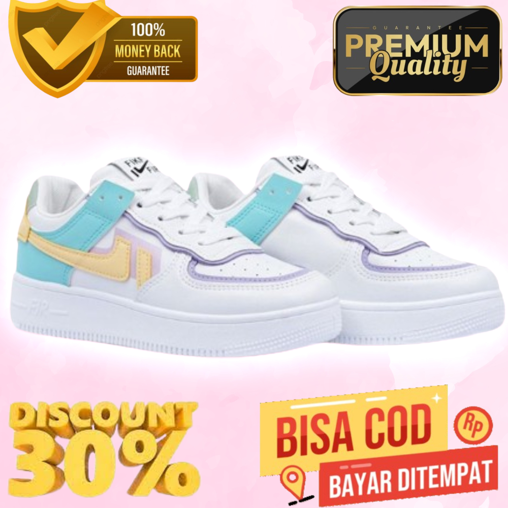 Sepatu 1 Sneakers Kets Flat Shoes Wanita Cewek Putih Korean Style Murah Simple dan Kekinian