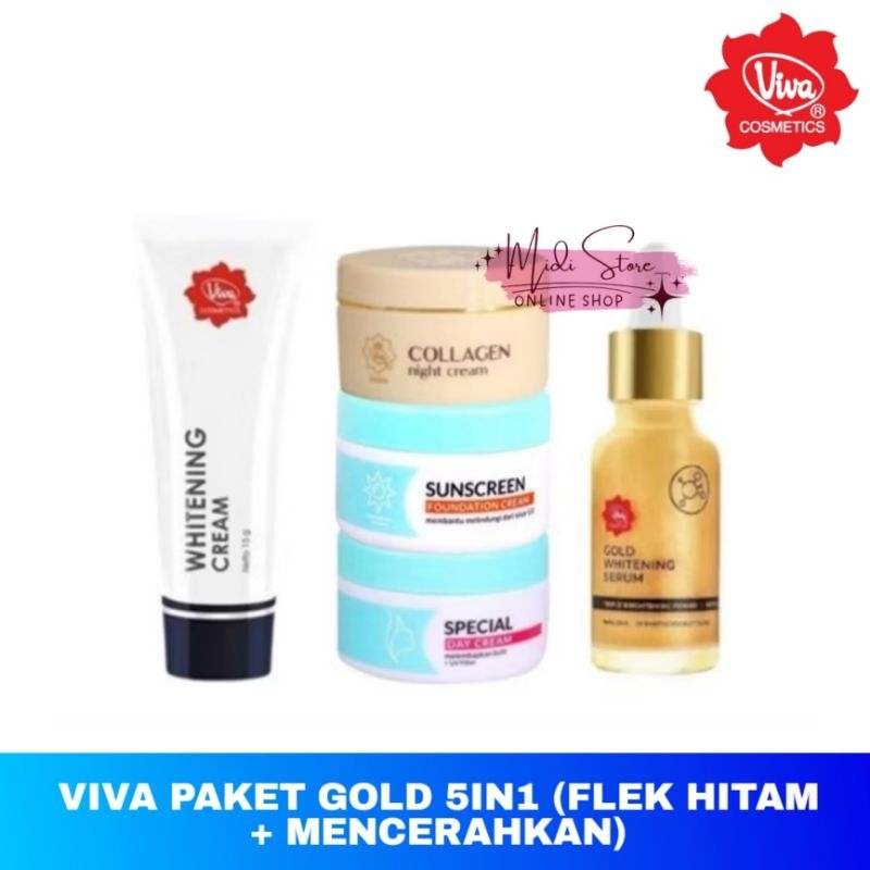 VIVA Paket Anti Flek Noda hitam | Paket viva serum gold flek hitam | paket viva serum vit C noda hit