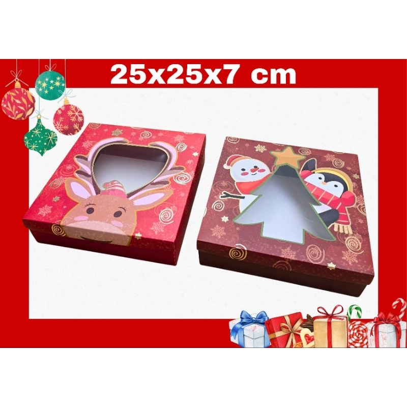 

10 PC BOX KOTAK KUE NATAL HAMPERS 25x25X7 25x25 IVORY TEBAL PREMIUM