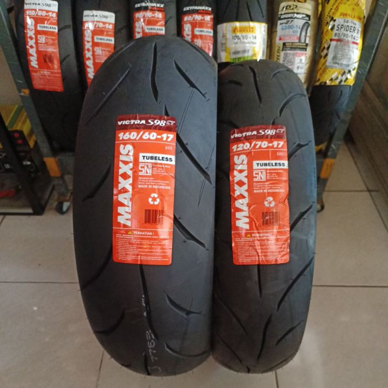 Paket Ban Maxxis Victra CT 160/60 & 120/70 ring 17 Tubeless