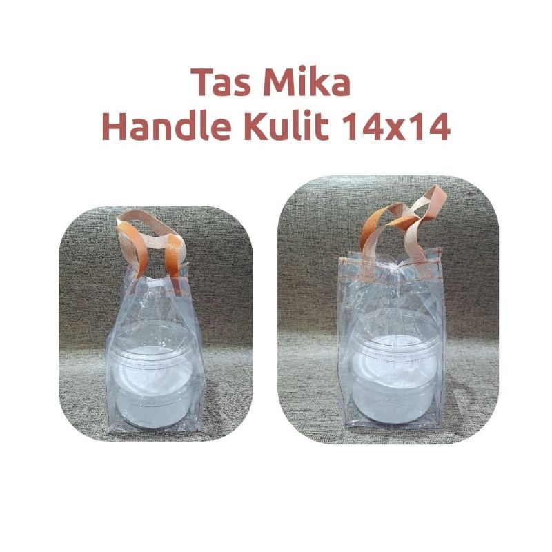

Tas Mika Premium Transparan Handle Kulit Ukuran 14x14 @1lembar