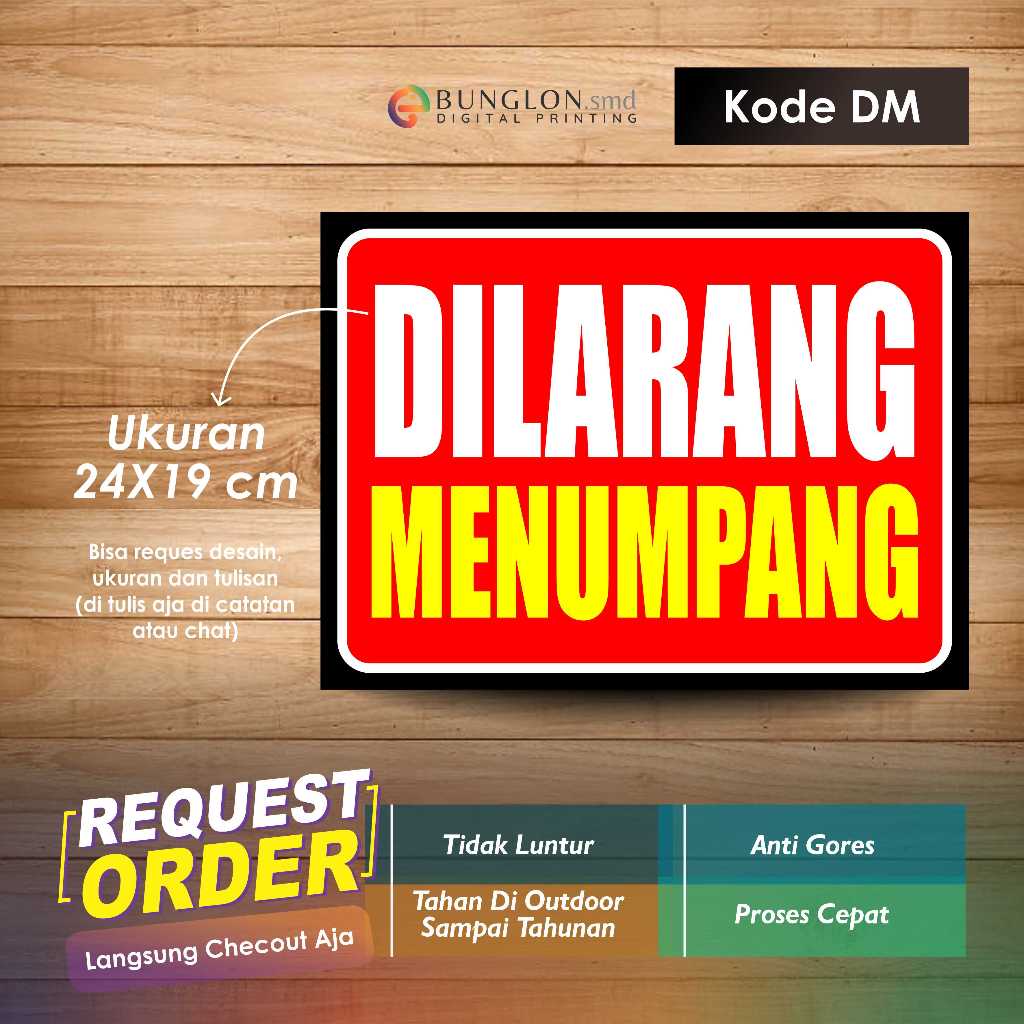 

STIKER DILARANG MENUMPANG + LAMINASI KODE DM MERAH