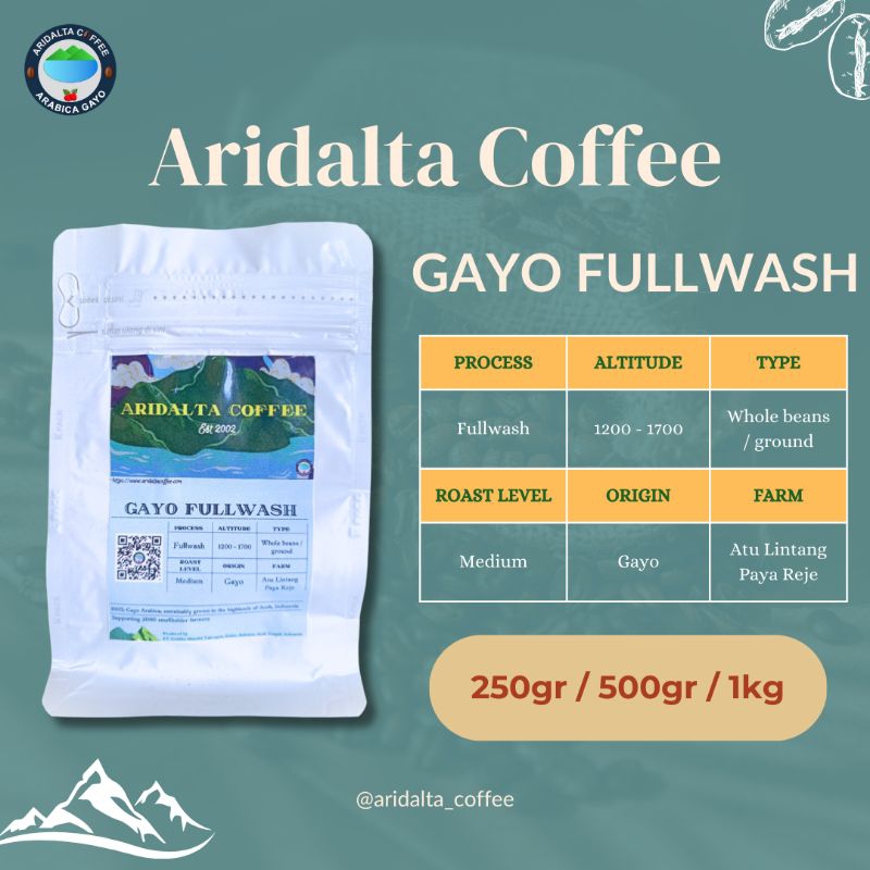 

Kopi Arabika Gayo Fullwash ARIDALTA Coffee - Biji Bubuk Arabica Coffee