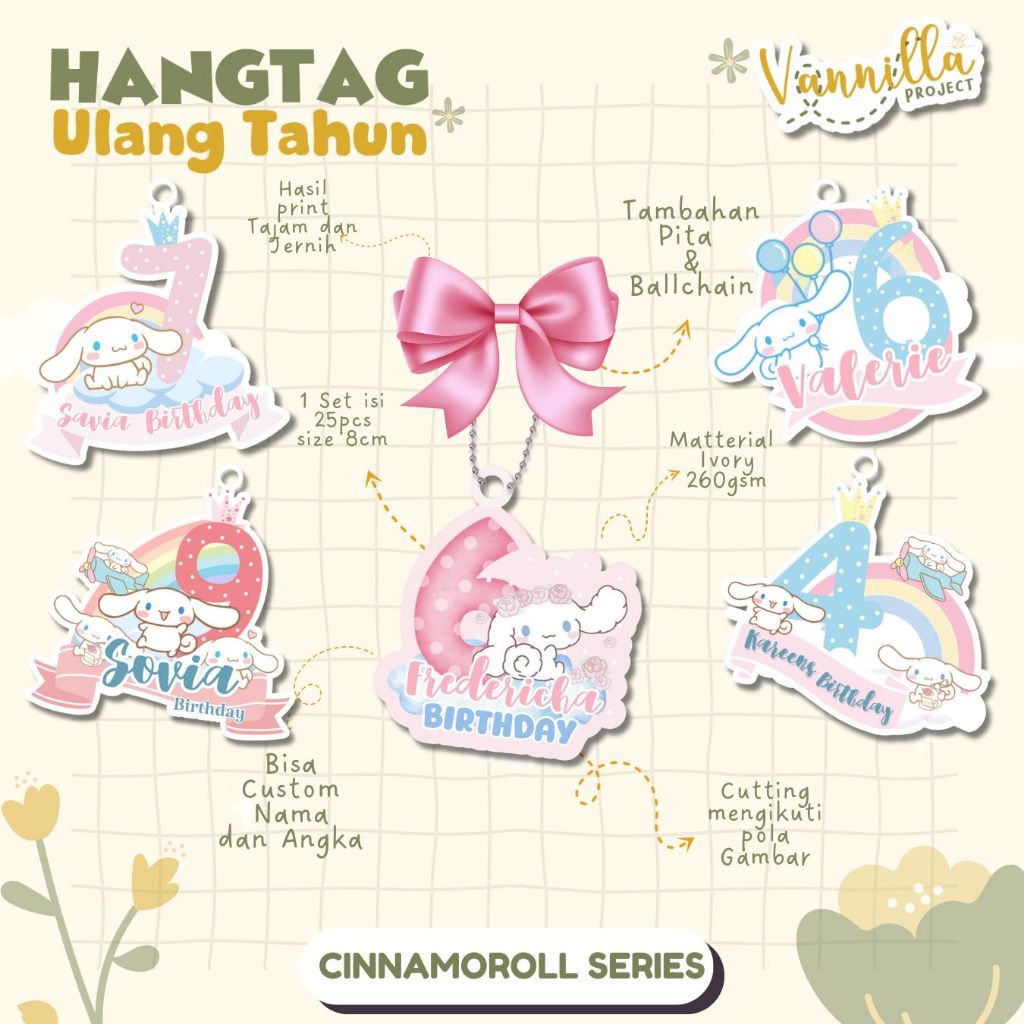 

25PCS HANGTAG ULANG TAHUN / TAG HAMPERS ULANG TAHUN HANGTAG CINAMOROLL