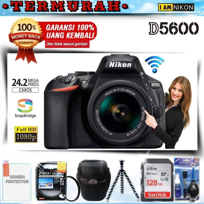 KAMERA NIKON D5600 WIFI + LENSA 18-55MM PRODUK ORIGINAL BERGARANSI