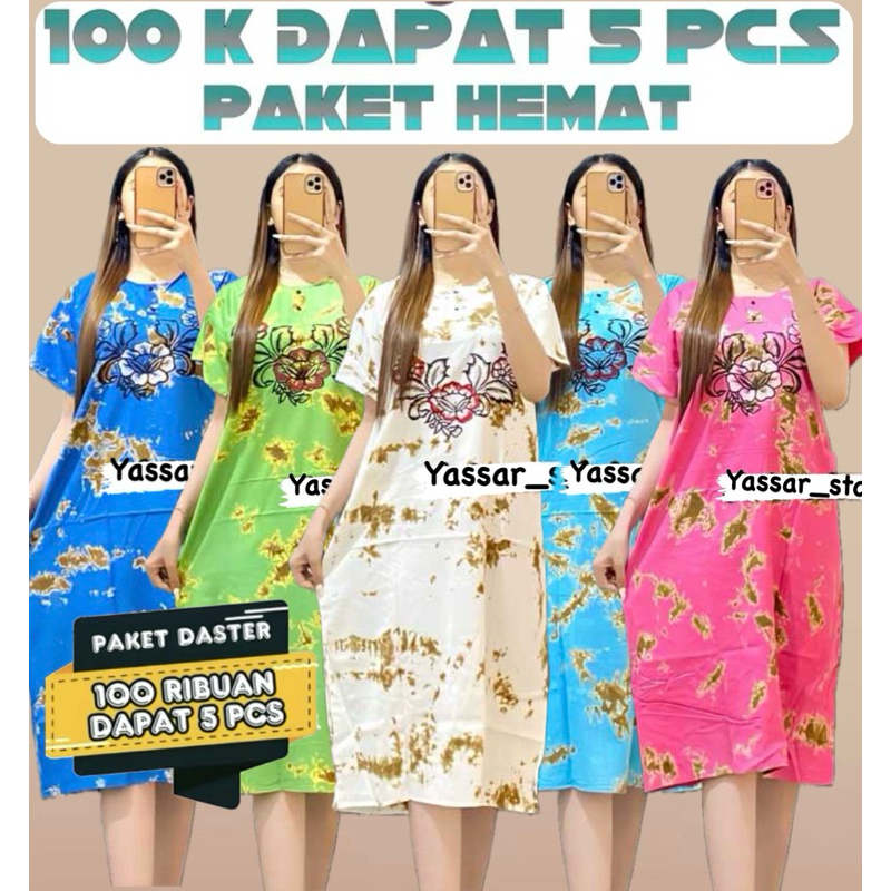 PAKET USAHA 5 PCS 100RB DASTER RAYON SUPER BUNGA BALI ADEM STANDART BUMIL BUSUI KANCING WANITA ADEM 